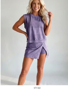 Washed Lavender Sleeveless Top and Wrap Skort Set